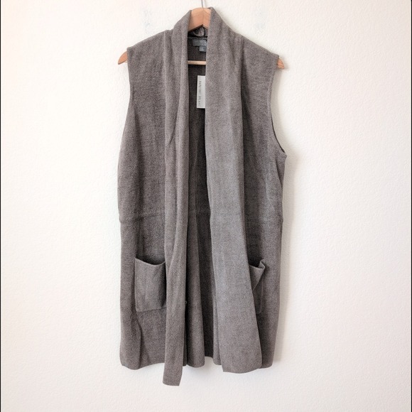 NWT Barefoot Dreams CozyChic Ultra Lite Shawl Vest Brown Loden XL BDWCU21535 - Picture 6 of 9